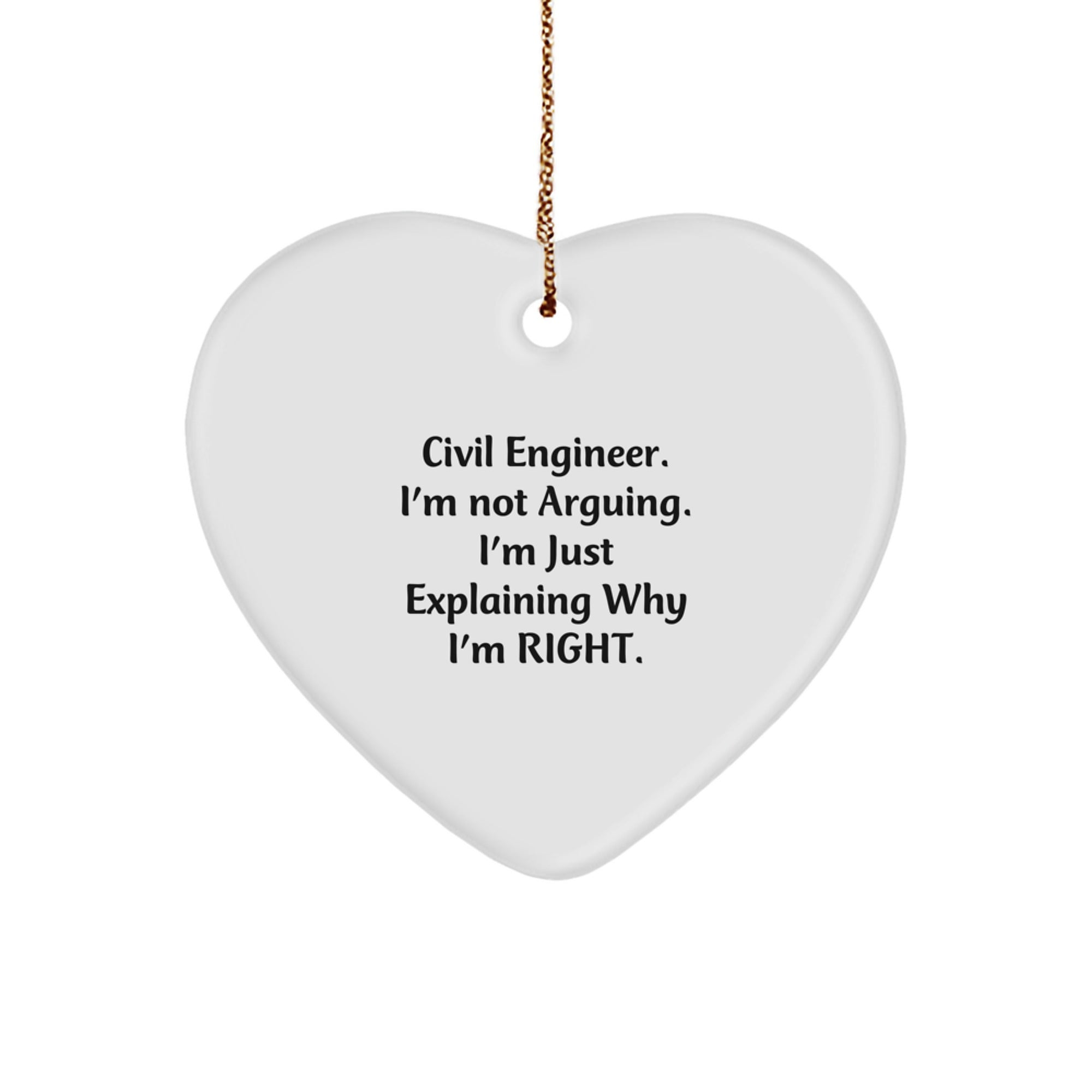 Civil Engineer Gifts from Friends and Coworkers, Funny Heart Ornament for Men and Women, Christmas Unique Gifts - Image 1