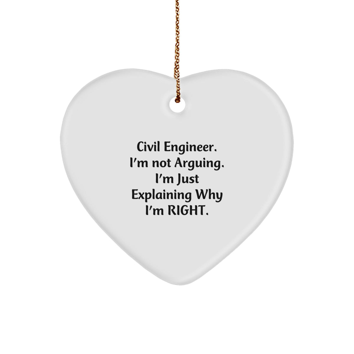 Civil Engineer Gifts from Friends and Coworkers, Funny Heart Ornament for Men and Women, Christmas Unique Gifts - Image 1