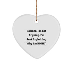 Funny Farmer Heart Ornament Gifts from Men to Farmer Friends at Christmas - Image 1
