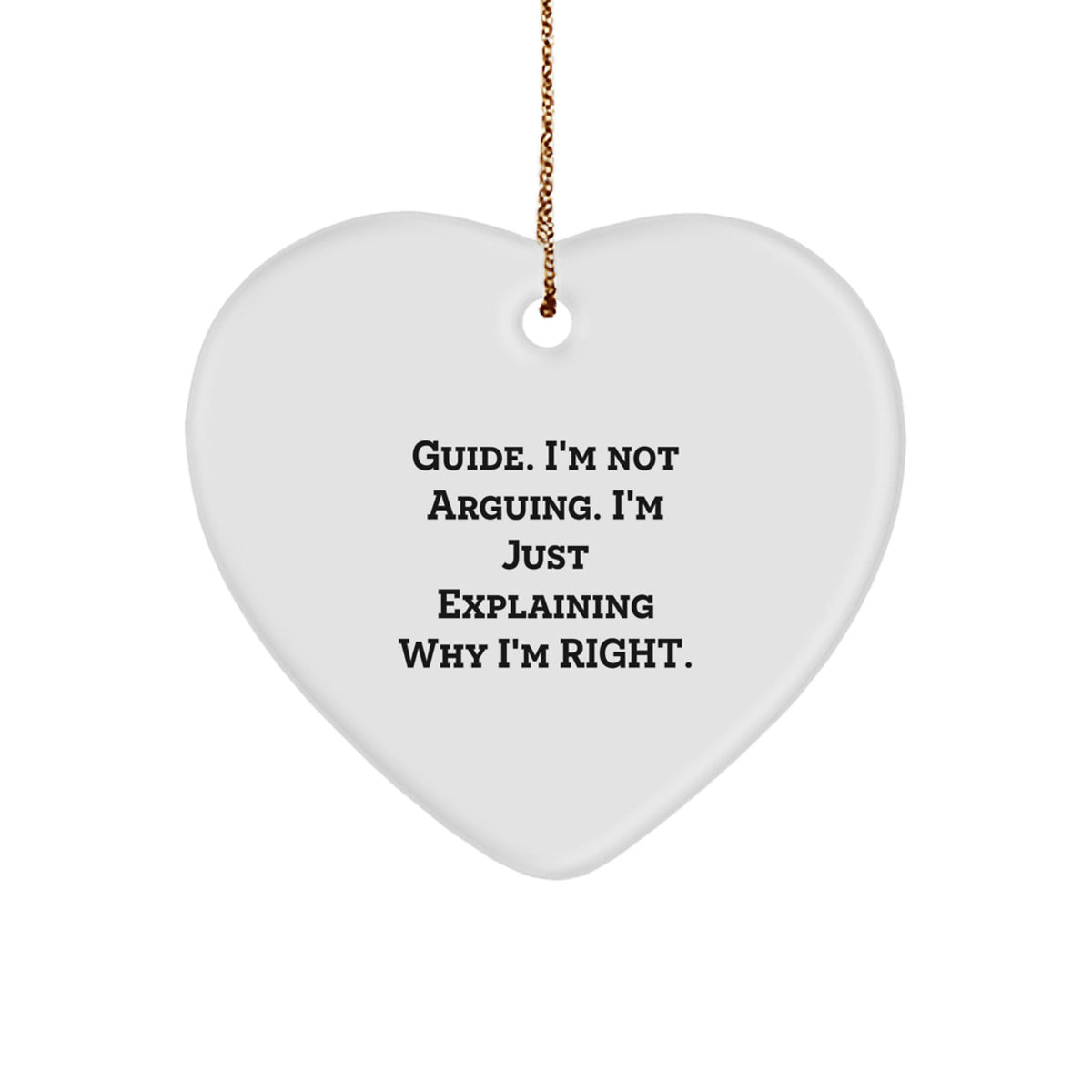 Funny Guide Gifts for Him - Inspirational Heart Ornament with Gift Message 'I'm Not Arguing. I'm Just Explaining Why I'm Right.' from Men to Guide Lovers for Christmas Unique Presents - Image 1