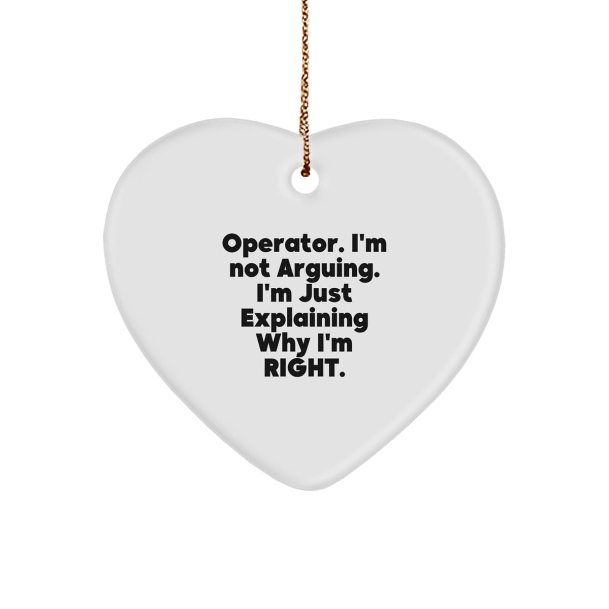 Unique Operator Heart Ornament Gifts from Men, Funny Heart Shaped Decor for Operator, Operator Christmas Unique Gifts - Image 1