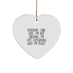 Funny Personal Care Aide Gifts, Heart Ornament for Personal Care Aides, Personal Care Aide Humor, Gifts from Friends for Family Christmas - Image 1