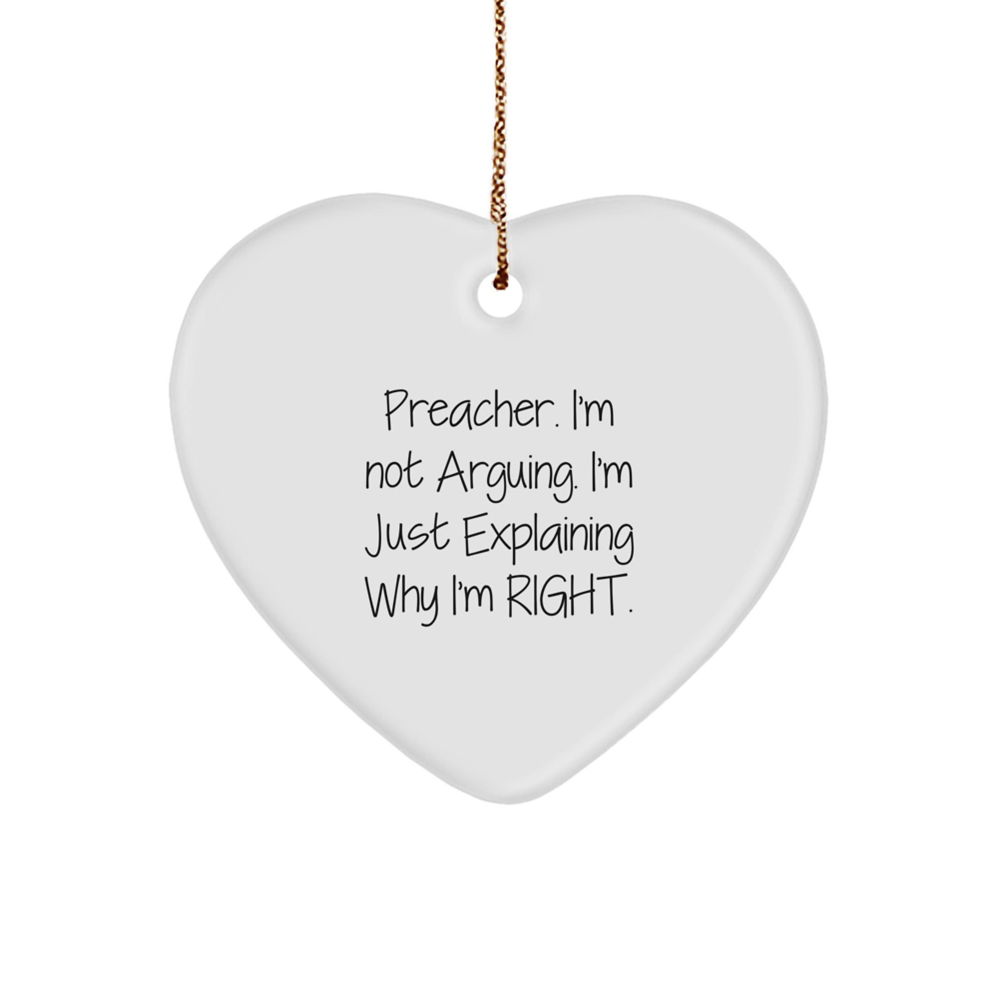 Funny Preacher Gifts for Preacher, Heart Ornament with Funny Quote from Preacher, Christmas Unique Gifts from Men to Preacher - Image 1