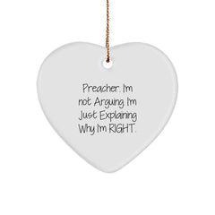 Funny Preacher Gifts for Preacher, Heart Ornament with Funny Quote from Preacher, Christmas Unique Gifts from Men to Preacher - Image 1