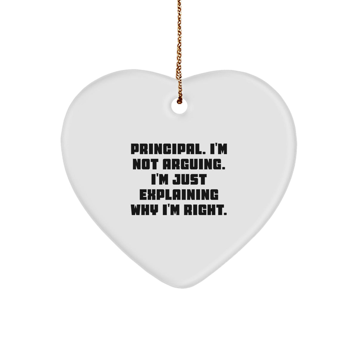 Funny Principal Heart Ornament Gifts for Principal from Friends, Christmas Unique Gifts for Principal, Heart Shaped MDF Wood Principal Gift - Image 1