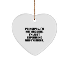 Funny Principal Heart Ornament Gifts for Principal from Friends, Christmas Unique Gifts for Principal, Heart Shaped MDF Wood Principal Gift - Image 1