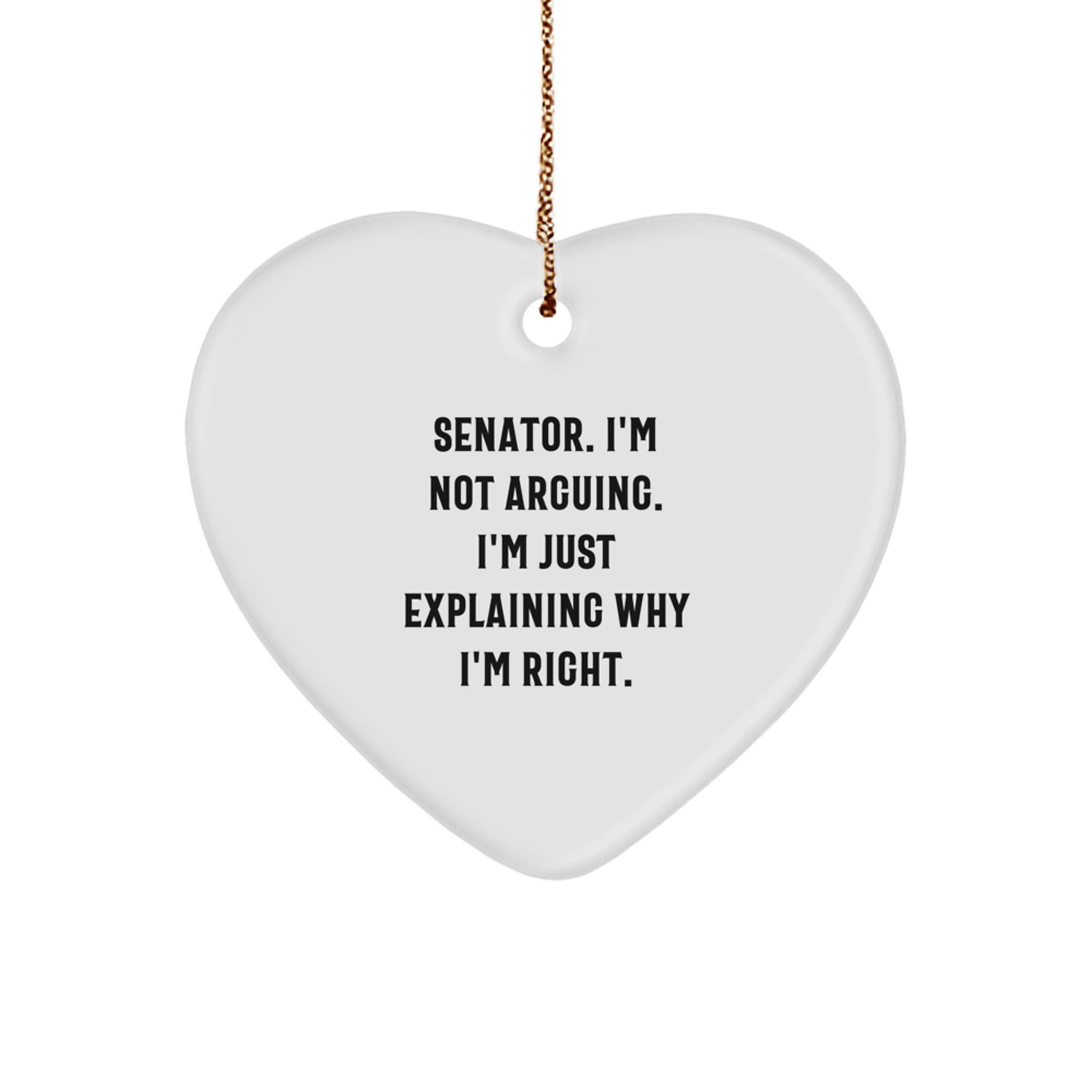 Senator Christmas Unique Gifts from Friends - Funny 'I'm Not Arguing' Heart Ornament for Men, Senator, Women, Coworkers, Family - Unique Christmas Unique Gifts - Image 1