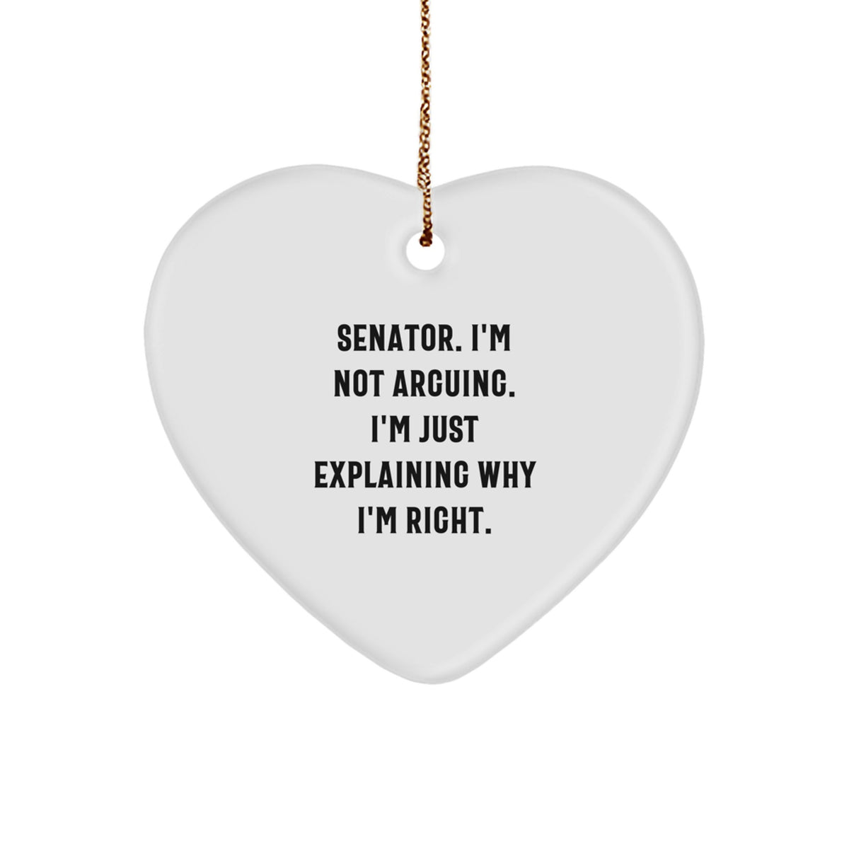Senator Christmas Unique Gifts from Friends - Funny 'I'm Not Arguing' Heart Ornament for Men, Senator, Women, Coworkers, Family - Unique Christmas Unique Gifts - Image 1