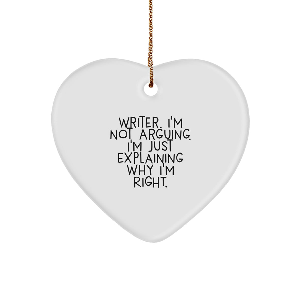 Funny Writer Gifts, Heart Ornament for Writers - Gifts from Men to Friends - Christmas Unique Gifts for Him - Image 1
