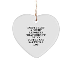 Funny Court Reporter Gifts for Men Women Friends, Heart Ornament with Coffee Lover Quote, Unique Christmas Memorable Presents from Coworkers - Image 1