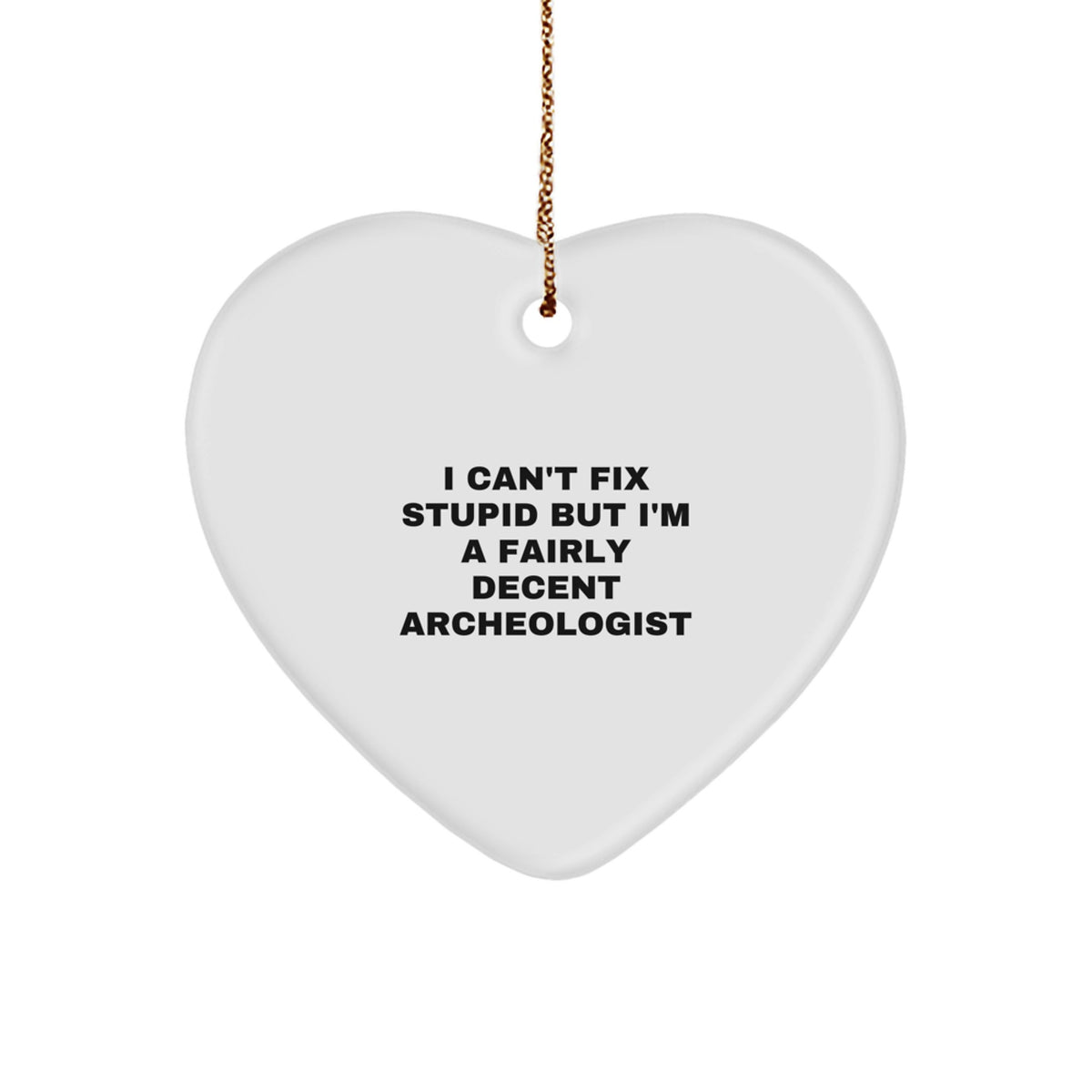 Funny Archeologist Heart Ornaments Gifts for Friends, 'I Can't Fix Stupid But I'm A Fairly Decent Archeologist' Christmas Unique Gifts from Men to Family - Image 1