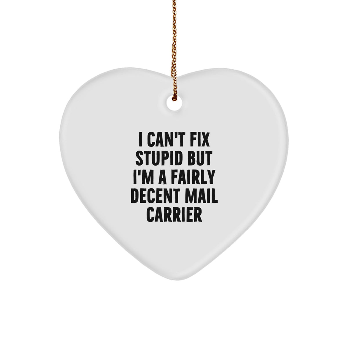 Funny Mail Carrier Gifts for Friends from Men, Heart Ornament Christmas Unique Presents for Mail Carrier, I Can't Fix Stupid But I'm A Fairly Decent Mail Carrier - Image 1