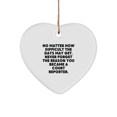 Funny Court Reporter Gifts from Friends - Inspirational Heart Ornament for Court Reporters at Christmas - Image 1