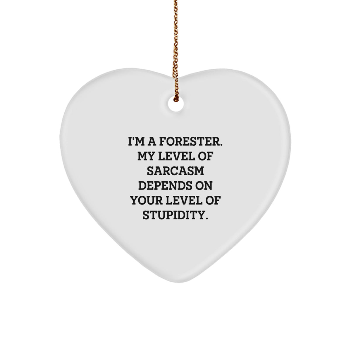 Funny Forester Gifts, Heart Ornament for Forester, 'I'm A Forester. My Level Of Sarcasm Depends On Your Level Of Stupidity.' Quote, Christmas Unique Gifts for Men, Women, Friends, Coworkers, Family - Image 1