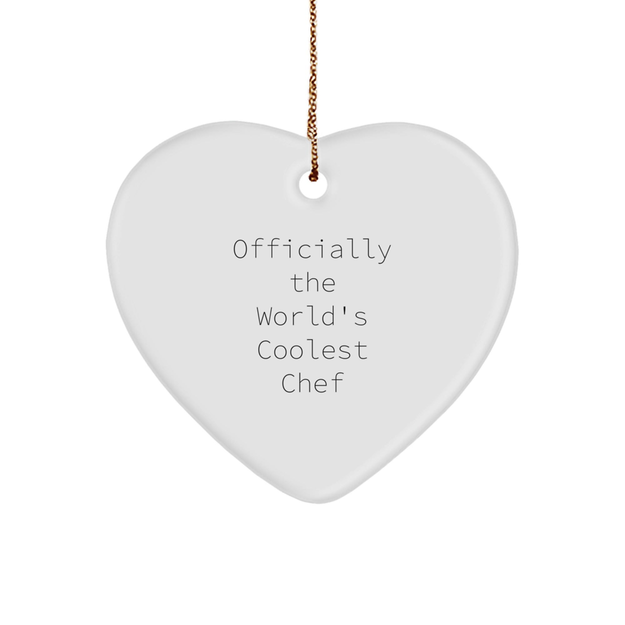 Chef Gifts from Friends, 'Officially The World's Coolest Chef' Heart Ornament for Christmas, Unique Holiday Gifts for Men, Women, or Family - Image 1