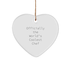 Chef Gifts from Friends, 'Officially The World's Coolest Chef' Heart Ornament for Christmas, Unique Holiday Gifts for Men, Women, or Family - Image 1