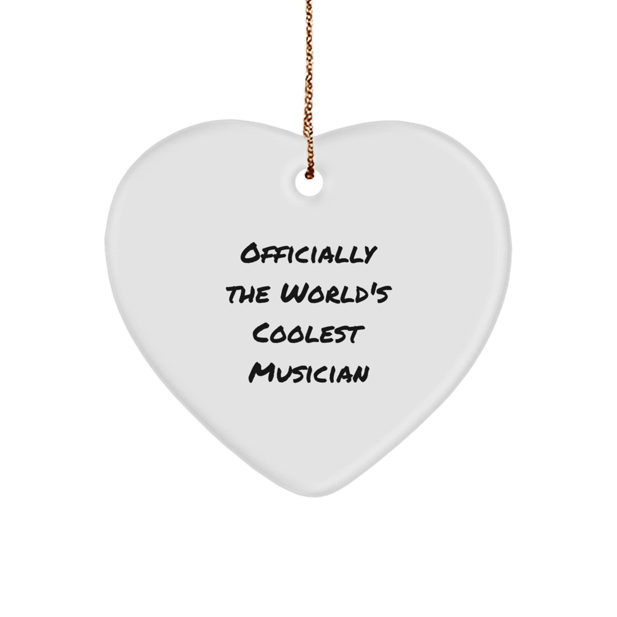 Musician Gifts for Men | 'Officially The World's Coolest Musician' Heart Ornament for Christmas - Image 1