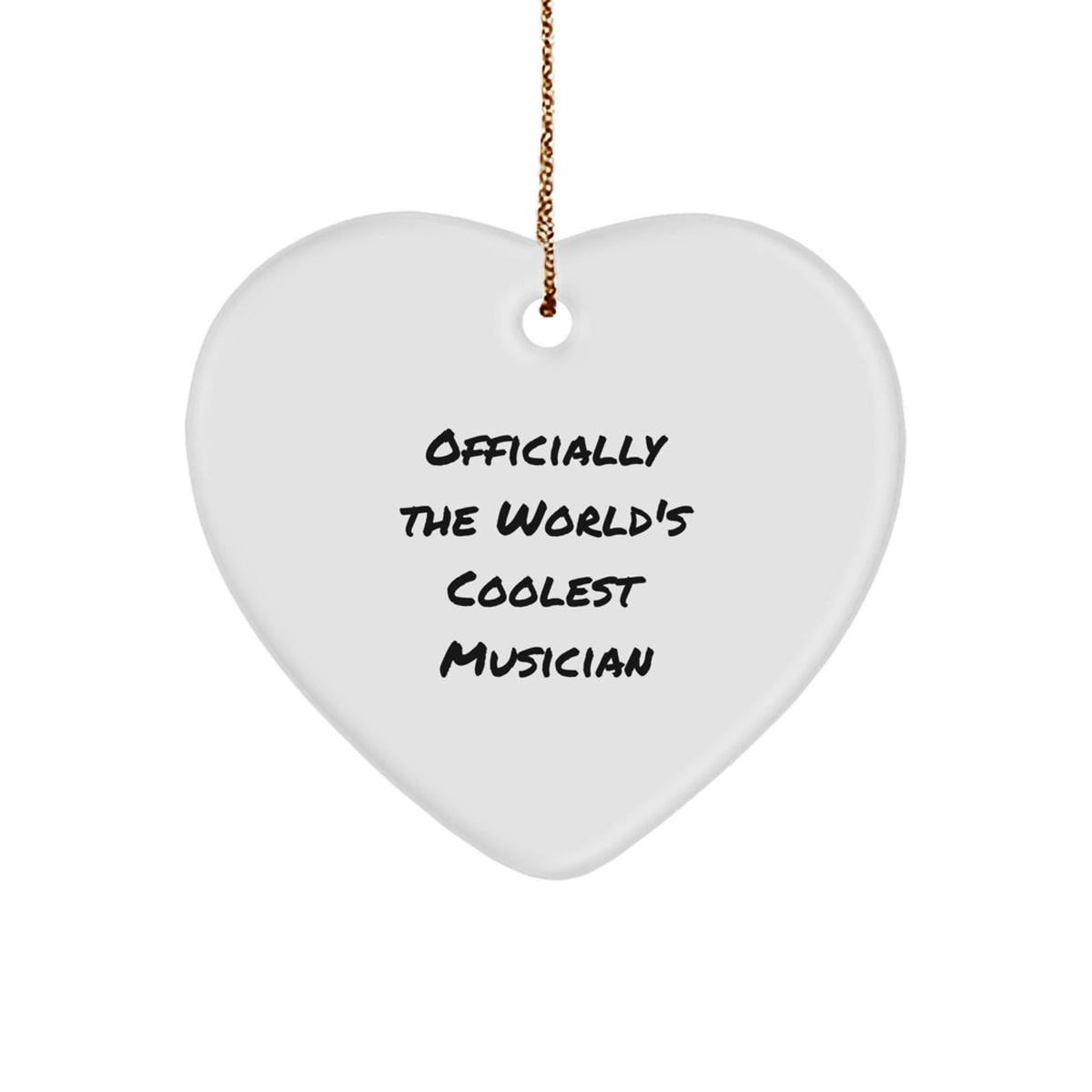 Musician Gifts for Men | 'Officially The World's Coolest Musician' Heart Ornament for Christmas - Image 1