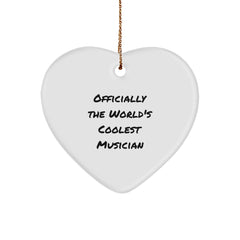 Musician Gifts for Men | 'Officially The World's Coolest Musician' Heart Ornament for Christmas - Image 1