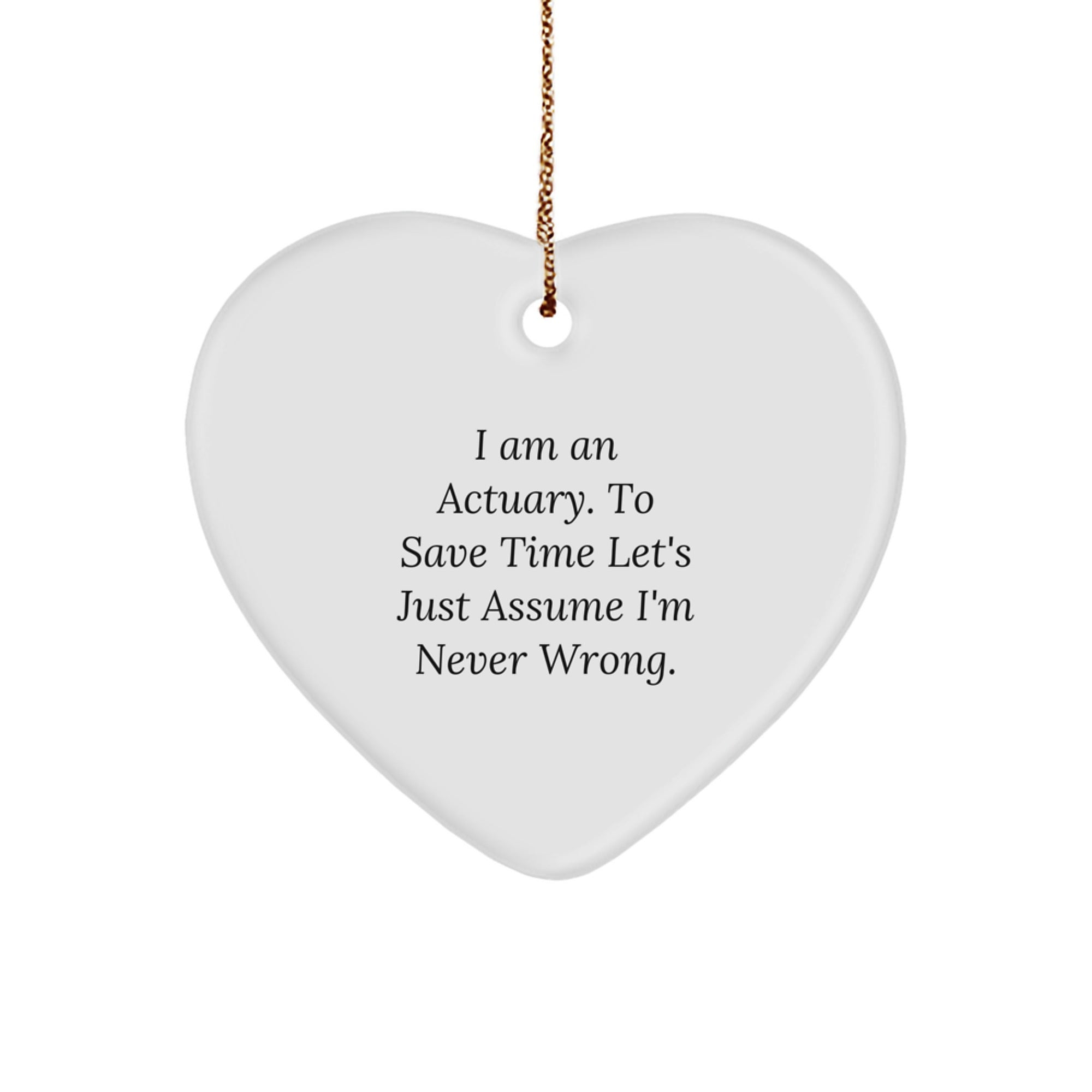Funny Actuary Gifts, Heart Ornament with Sassy Quote, Gifts from Friends for Actuary Men, Unique Christmas Unique Gifts - Image 1