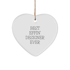 Funny Designer Gifts for Women from Best Effin' Designer Ever - Heart Ornament for Christmas - Image 1
