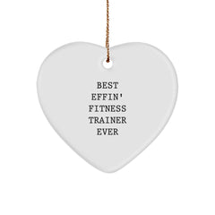 Funny Fitness Trainer Heart Ornament Gifts for Christmas from Friends, Perfect Fitness Trainer Christmas Unique Gifts, Fitness Trainer Heart Ornament, Best Effin' Fitness Trainer Ever Christmas Decor - Image 1