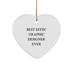 Funny Quote Gifts from Friends for Graphic Designer Christmas Unique Heart Ornament - Image 1