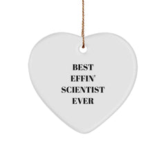 Funny Scientist Gifts - Best Effin' Scientist Ever Christmas Heart Ornament for Men, Women, Friends, Coworkers, Family - Image 1