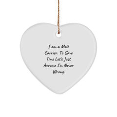 Funny Heart Ornament for Mail Carrier Gifts from Friends, Unique Christmas Unique Gifts, Heart Shaped Ornament for Mail Carrier - Image 1