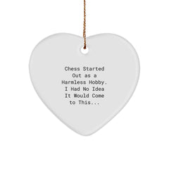 Funny Chess Heart Ornament Gifts for Chess Lovers, Christmas Unique Gifts from Friends, Family, Coworkers - Image 1
