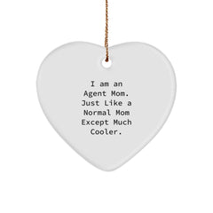 Funny Agent Heart Ornament Gifts from Mom for Agent - Cute Heart Shaped Agent Mom Christmas Unique Gifts - Image 1