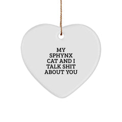 Funny Sphynx Cat Heart Ornament Gifts from Friends Family Men Women Coworkers - Christmas Unique Gifts for Sphynx Cat Lovers - Image 1