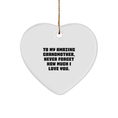 Gifts from Family to My Amazing Grandmother, Heart Ornament - Inspirational Christmas Unique Gift Ideas for Grandmothers - Image 1