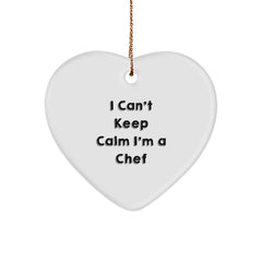 Funny Chef Gifts from Friends for Her, I Can't Keep Calm I'm A Chef Heart Ornament, Unique Christmas Unique Gifts for Chefs - Image 1
