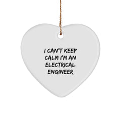 Funny Electrical Engineer Gifts for Christmas - 'I Can't Keep Calm I'm An Electrical Engineer' Heart Ornament for Electrical Engineers, Electrical Engineer Gifts from Friends, Colleagues, Family - Image 1