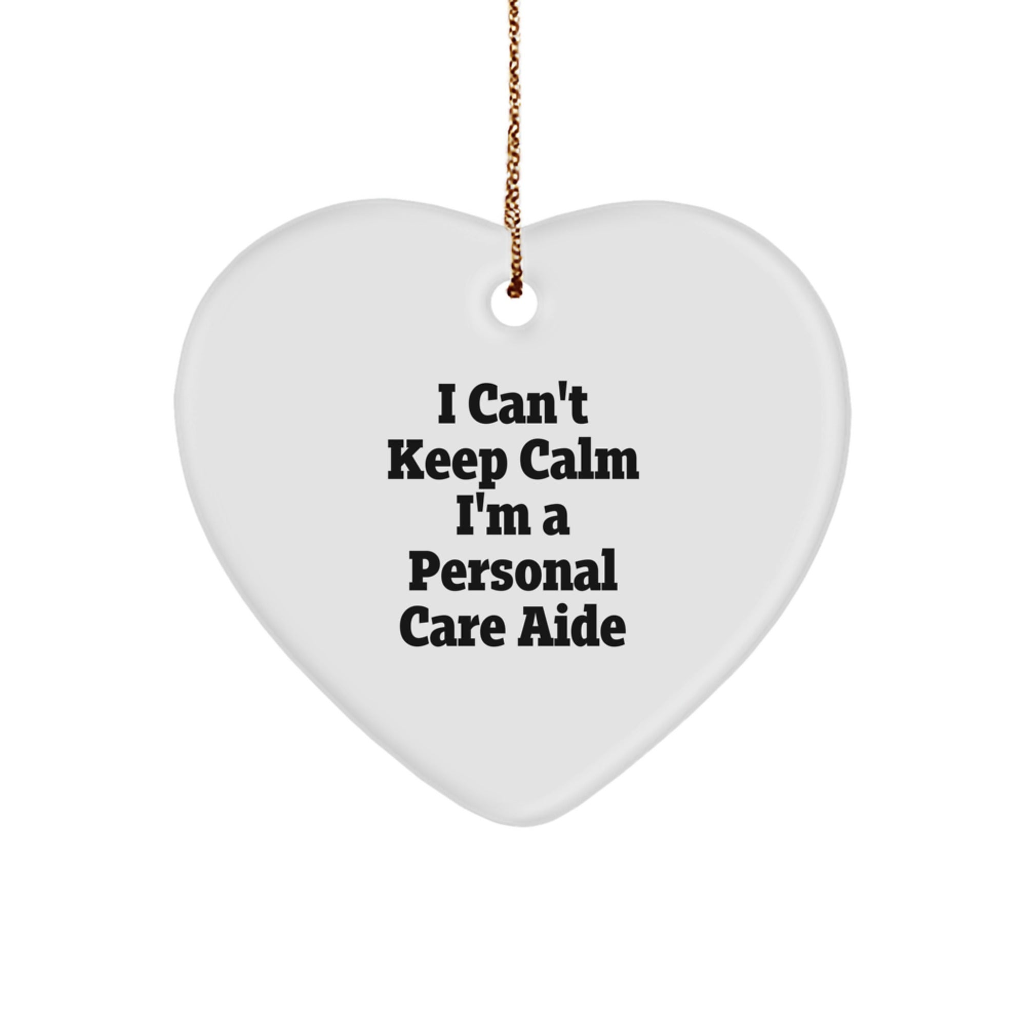 Funny Personal Care Aide Gifts from Women - I Can't Keep Calm I'm A Personal Care Aide Heart Ornament, Christmas Unique Personalized Present for Men, Coworkers, Family - Image 1