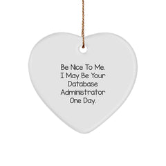 Funny Database Administrator Gifts - Heart Ornament for Friends, Coworkers, Family - 'Be Nice To Me. I May Be Your Database Administrator One Day.' - Image 1