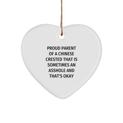 Funny Chinese Crested Dog Gifts, Heart Ornaments for Christmas with Proud Parent Quote, Gifts for Chinese Crested Dog Lovers from Friends - Image 1