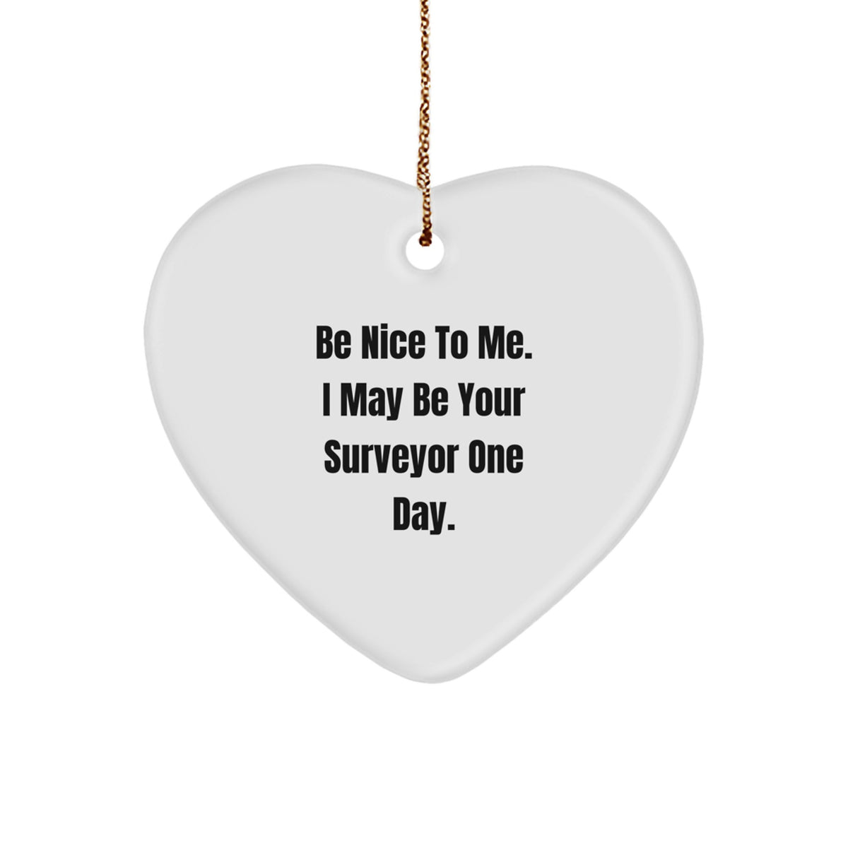 Funny Surveyor Gifts from Men to Friends - Be Nice To Me Heart Ornament, Christmas Unique Ornament for Surveyor - Image 1