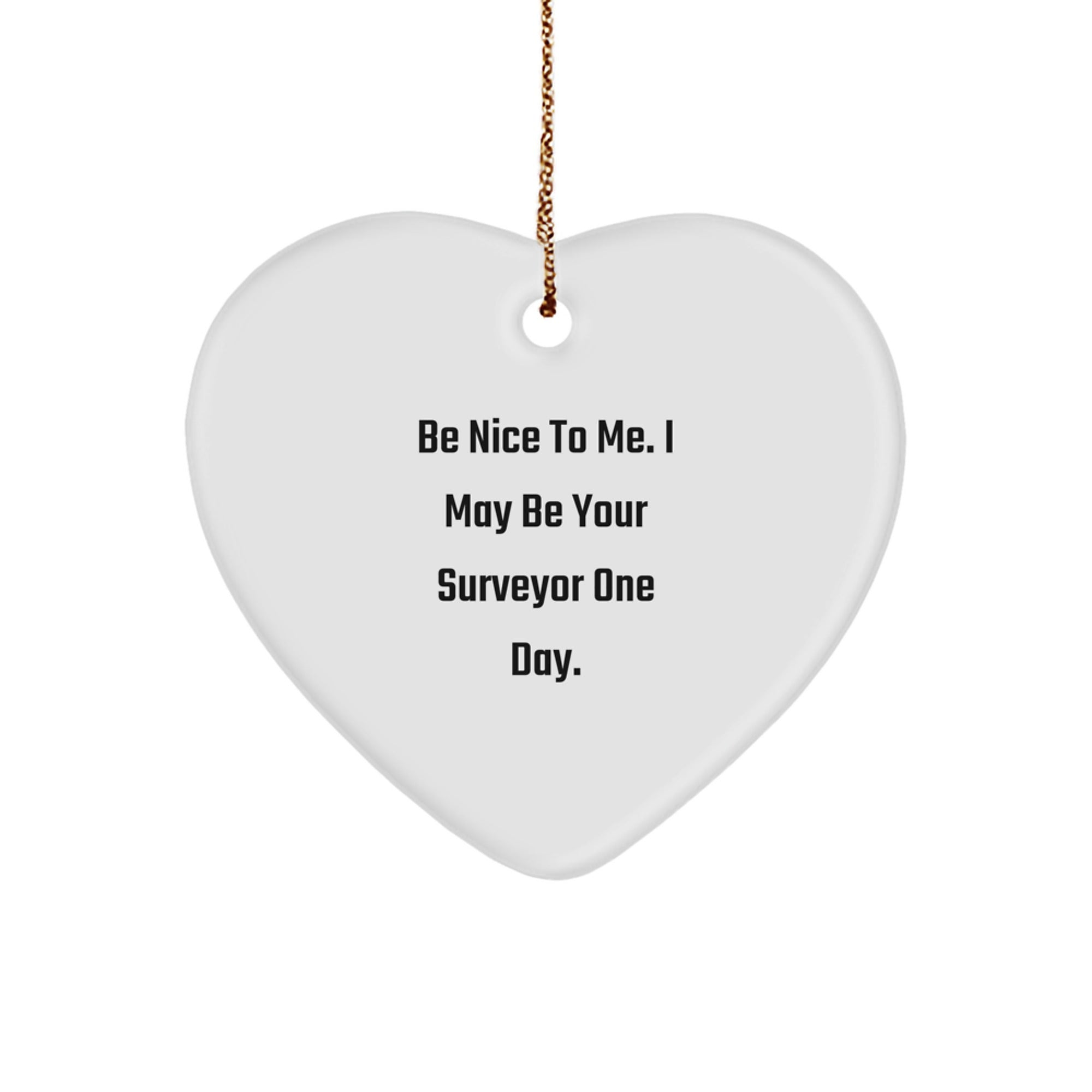 Funny Surveyor Gifts, Heart Ornament, Be Nice To Me - Unique Christmas Memorable Presents for Surveyor Friends and Family - Image 1