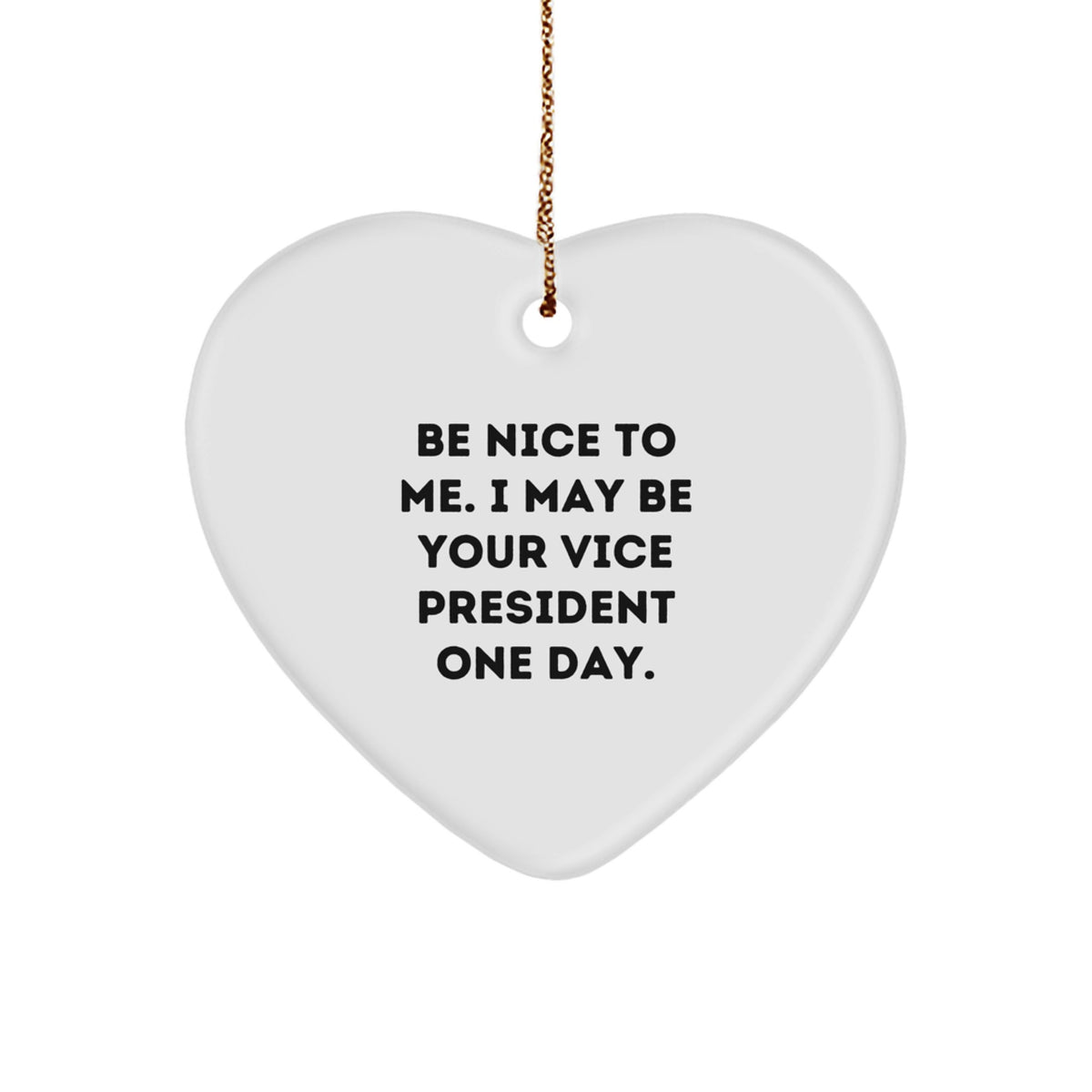 Funny Vice President Gifts for Men, Heart Ornament with Inspirational Quote, Be Nice To Me I May Be Your VP One Day Christmas Unique - Image 1