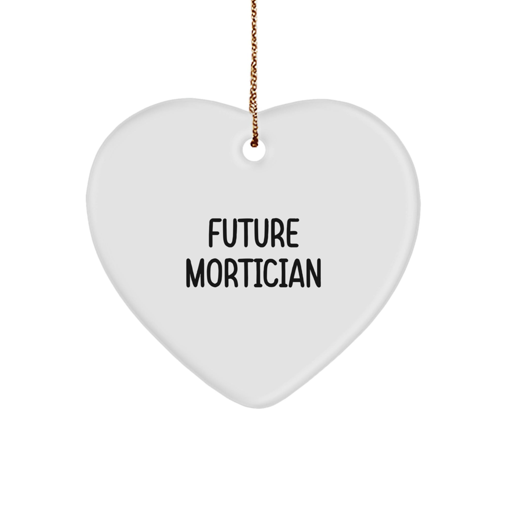Funny Future Mortician Heart Ornament, Gifts from Family Members, Unique Christmas Unique Gifts for Morticians, Heart Shaped Ornament with Quote - Image 1