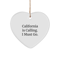 California Calling Heart Ornament, Funny Quote Gifts for Friends, Christmas Unique Gifts from Men, Women, Family, Coworkers - Image 1