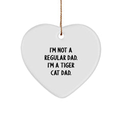 Funny Tiger Cat Dad Gifts from Men to Tiger Cat Lovers, Heart Ornament for Christmas Unique Gifts - Image 1