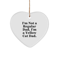 Funny Yellow Cat Dad Heart Ornament Gifts from Men to Family for Christmas Unique Presents - Image 1