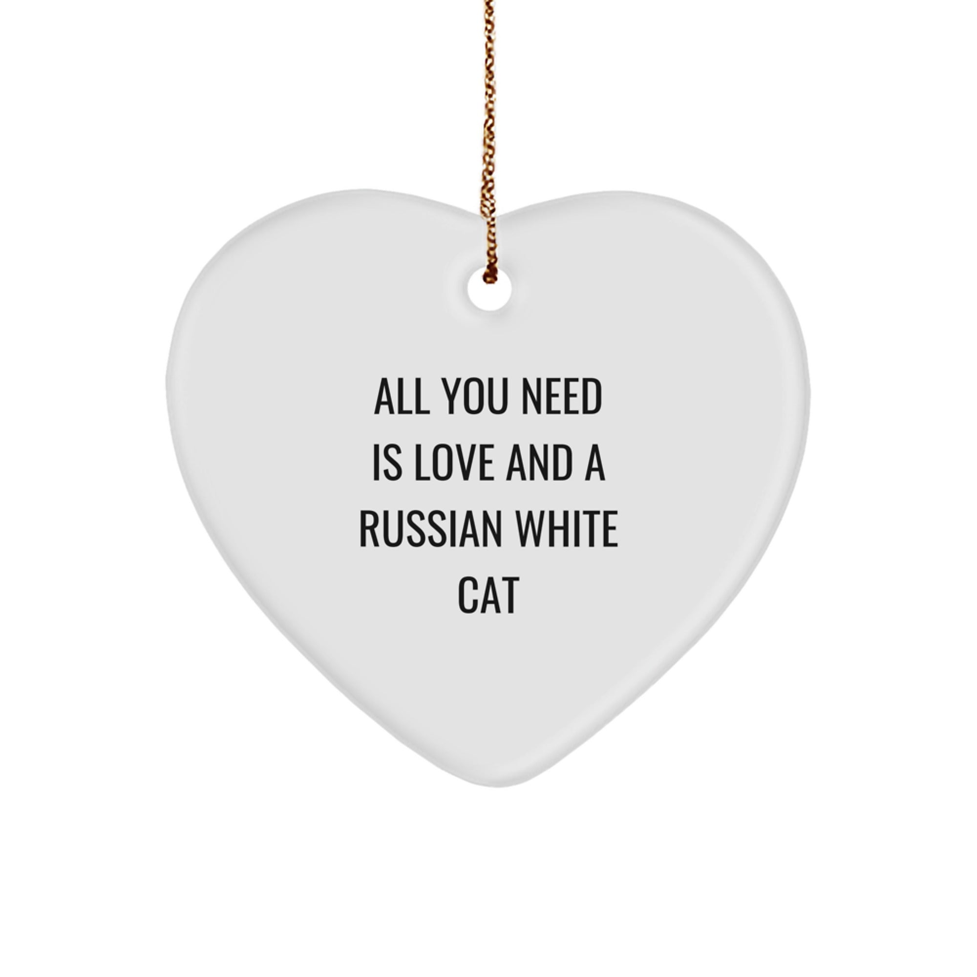 Funny Russian White Cat Heart Ornament Gifts from Friends for Russian White Cat Lovers at Christmas - Image 1