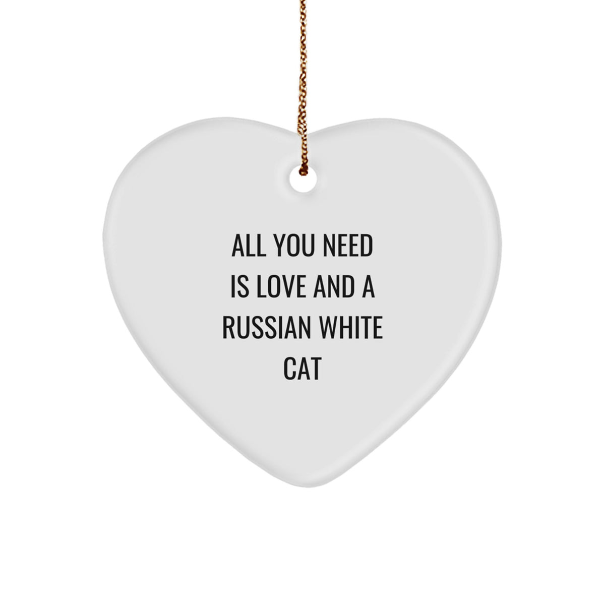 Funny Russian White Cat Heart Ornament Gifts from Friends for Russian White Cat Lovers at Christmas - Image 1