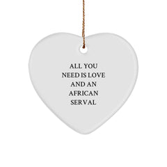 Gifts from Men for African Serval Cat Lovers - Funny Quote Heart Ornament for Christmas Unique Gifts - Image 1