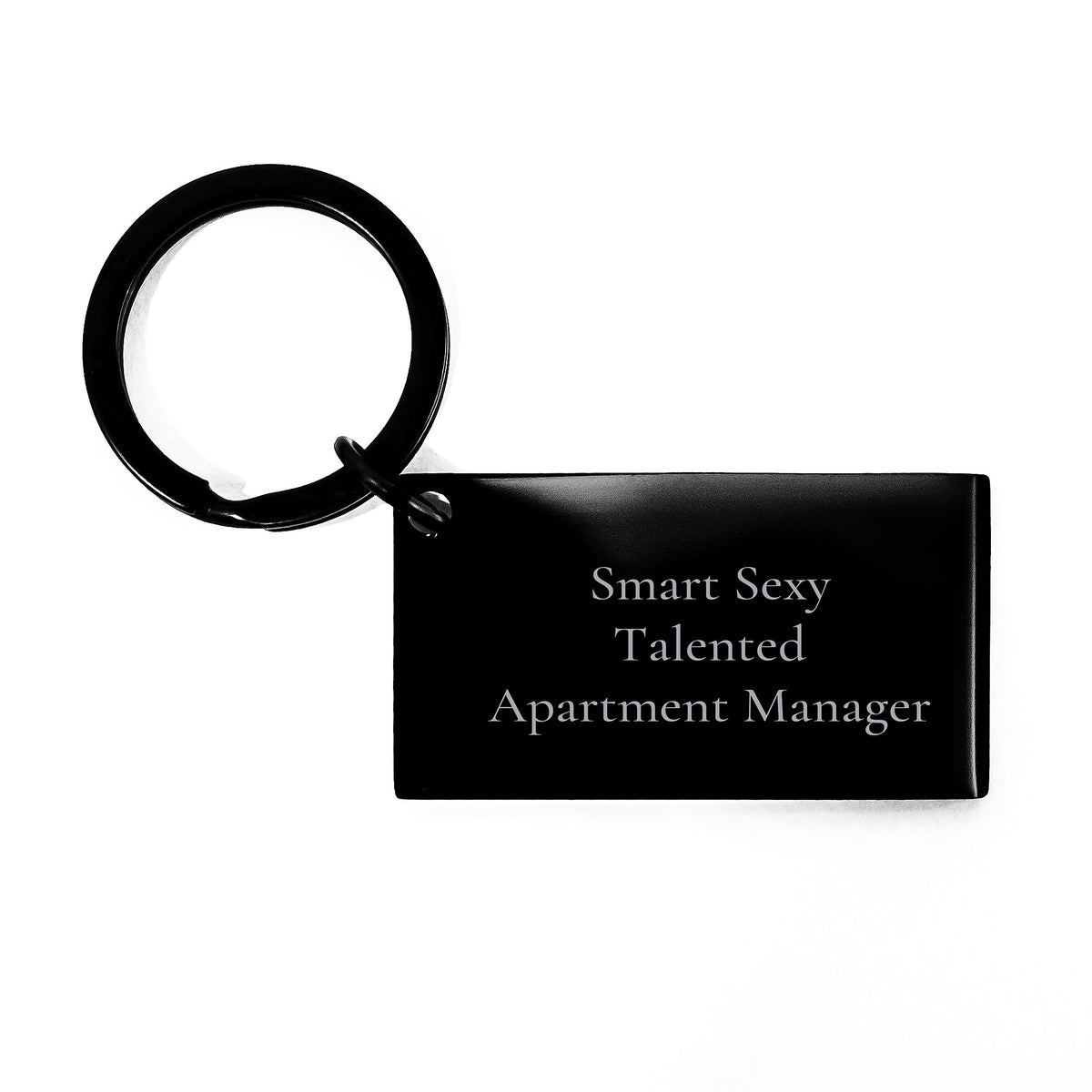Funny Apartment Manager Keychain Gifts from Friends for Graduation, 'Smart Sexy Talented' Quote, Black Stainless Steel, Highly Resistant to Rust and Corrosion - Image 1