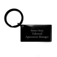 Funny Apartment Manager Keychain Gifts from Friends for Graduation, 'Smart Sexy Talented' Quote, Black Stainless Steel, Highly Resistant to Rust and Corrosion - Image 1